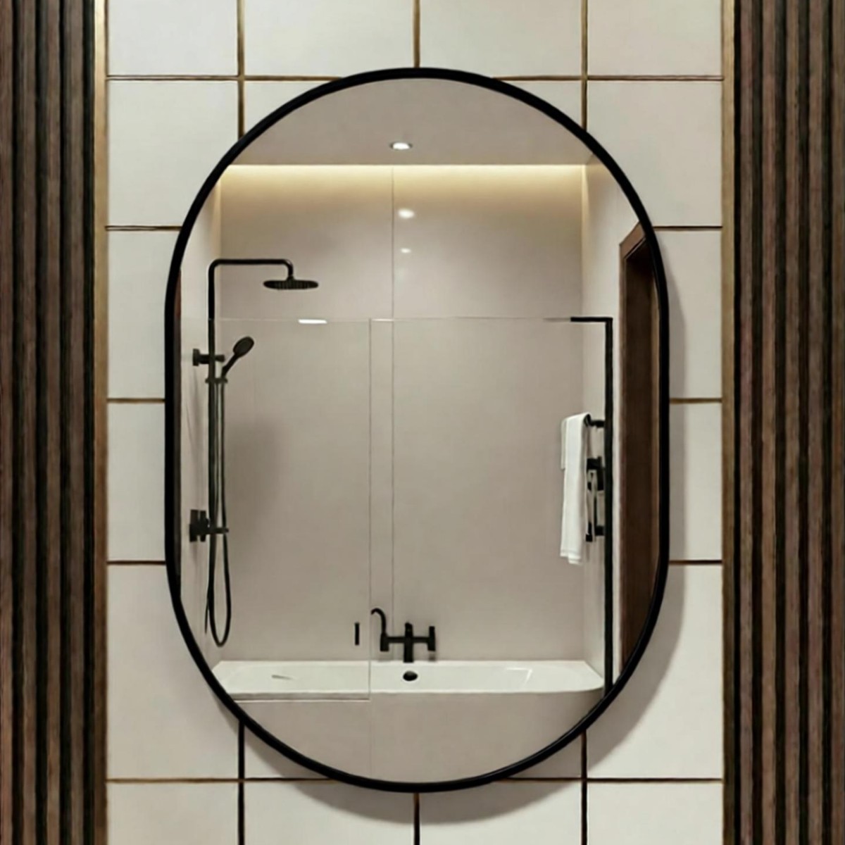 espejo de baño LED oval anti-nebble inodoro梳妆台 maquillaje iluminante pantalla táctil espejo inteligente gabinete espejo image 7