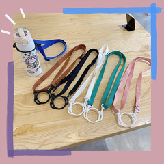 Primary school students travel portable thermos cup mineral water bottle Japanese and Korean Sesame Street water cup lanyard beverage bottle strap rope