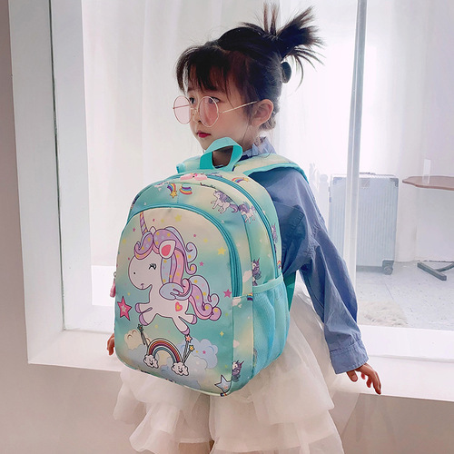 Children's unisex cute cartoon dinosaur backpack for kindergarten, double shoulder bag for children's outdoor travel
