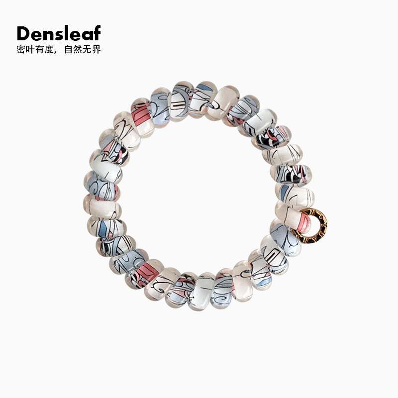 Densleaf/Graffiti Large Telephone Wire Hair Tie Seamless Ponytail Hair Rope Fashionable and Stylish Hair Band for Women Densleaf/Graffiti Large Telephone Wire Hair Tie Seamless Ponytail Hair Rope Fashionable and Stylish Hair Band for Women