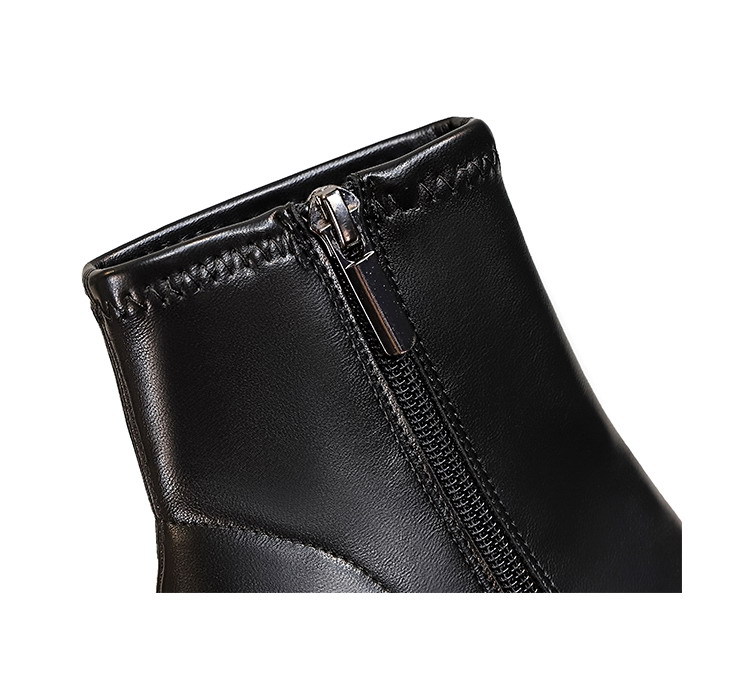 Smal klack med hög klack och dragkedja i sidan, spetsiga rhine-borrstövlar för kvinnor_voghion.com