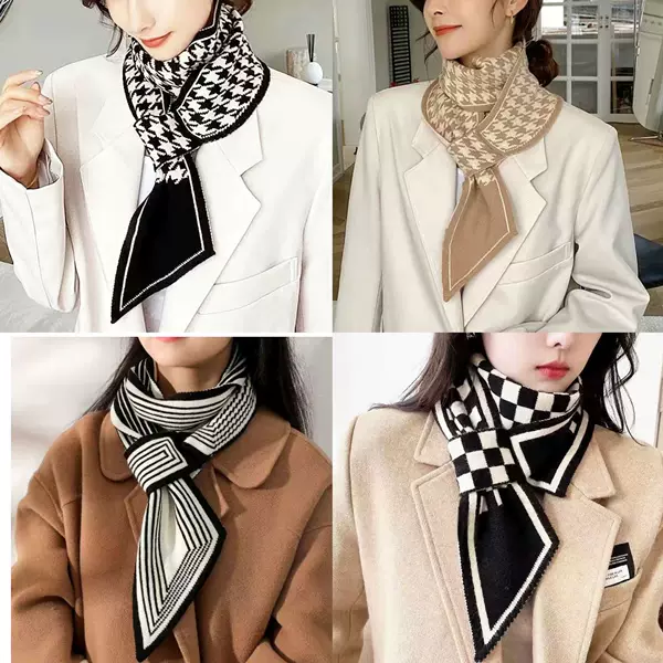 Korean Retro Warm Knitted Wool Buttoned Neck Scarf for Women, Fashionable and Versatile Split-Neck Neck Warmer, Cold-Proof Neck Protection Shawl