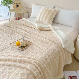 冬季加厚双层塔芙绒毛毯高级质感办公室午睡毯子沙发盖毯厂家直销