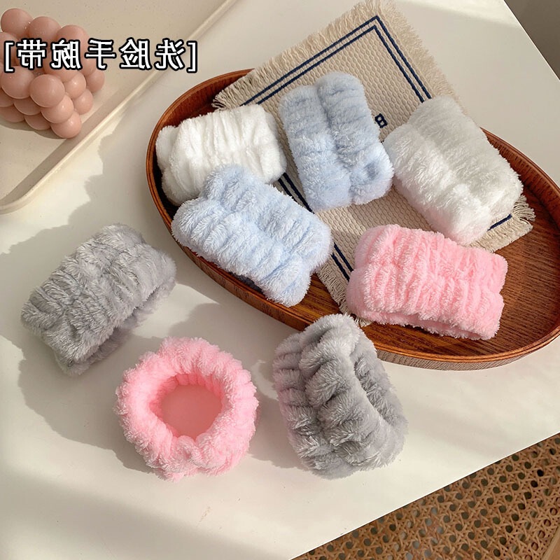 Wrist Band Plush Face Wash Girl's Makeup Wristband Waterproof Hair Band Women's Water Absorbent Sweat Wipe Seam Interface Wristband Cross-border