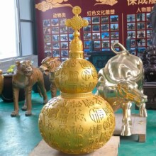 大型玻璃钢铸铜葫芦摆件铜葫芦雕塑户外黄铜百福葫芦景观风水雕塑