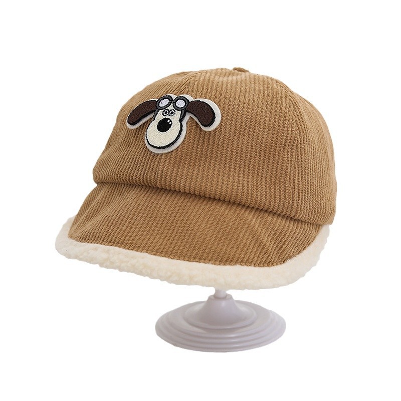 Otoño y invierno gorro de niños grueso caliente niño cachorro patrón gorro de béisbol mujer bambú velcro gran gorro de la marea