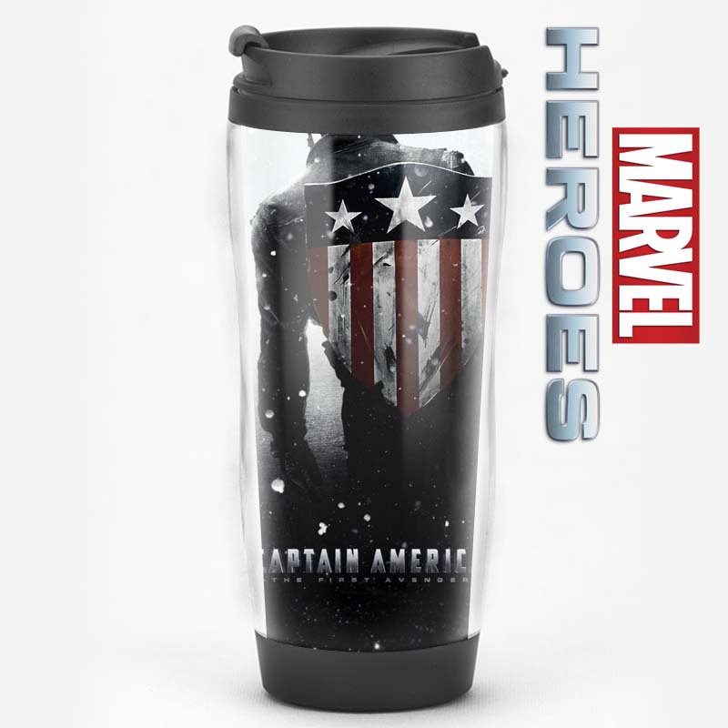Equipo de EE. UU. Película de superhéroes que rodea al Capitán América Regalos Recuerdos de los fanáticos Taza de agua Taza de café con tapa