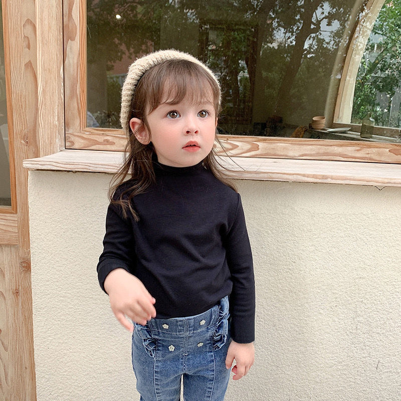 女童打底衫宝宝高领德绒儿童秋冬外穿中小童宝宝韩版洋气长袖T恤|undefined