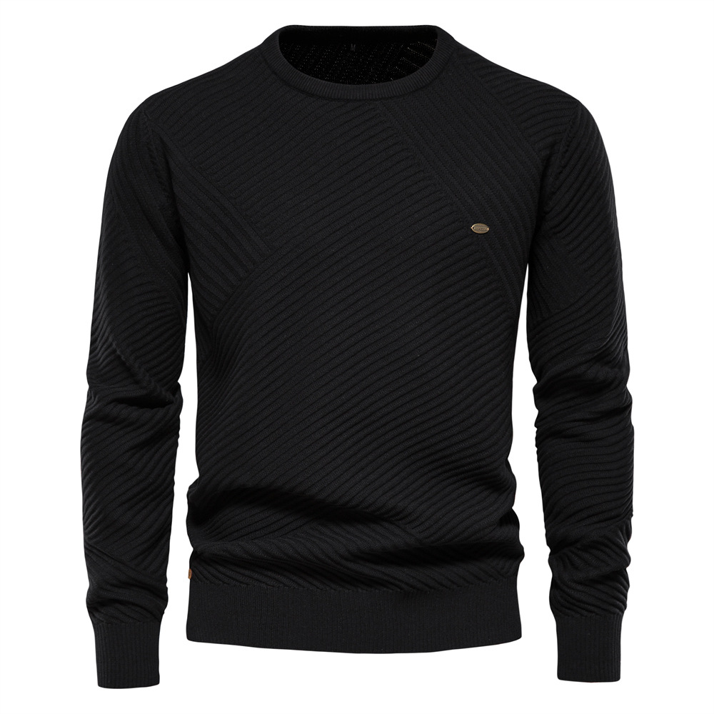 Sügis-talvine uus kõrge kaelusega pullover, ühevärviline kudumitega äriline vabaaja kampsun meestele_voghion.com