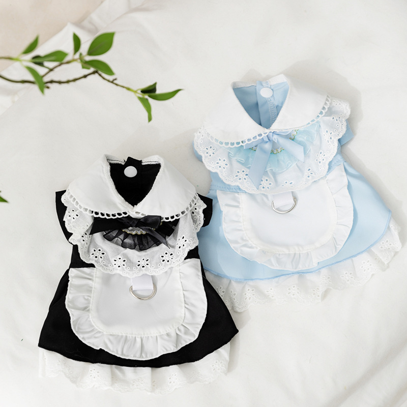 Gato primavera verano princesa estilo JK mucama falda media y pequeña perro estilo universitario perro falda de encaje ropa para perros