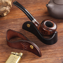 手工制作牛皮烟斗架头层牛皮烟斗支架便携式斗底座烟具配件展示架