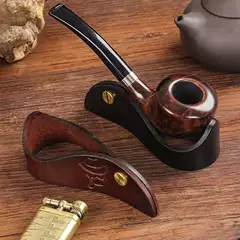 Handmade Cowhide Pipe Stand Head-Layer Leather Pipe Holder Portable Pipe Base Smoking Accessories Display Rack