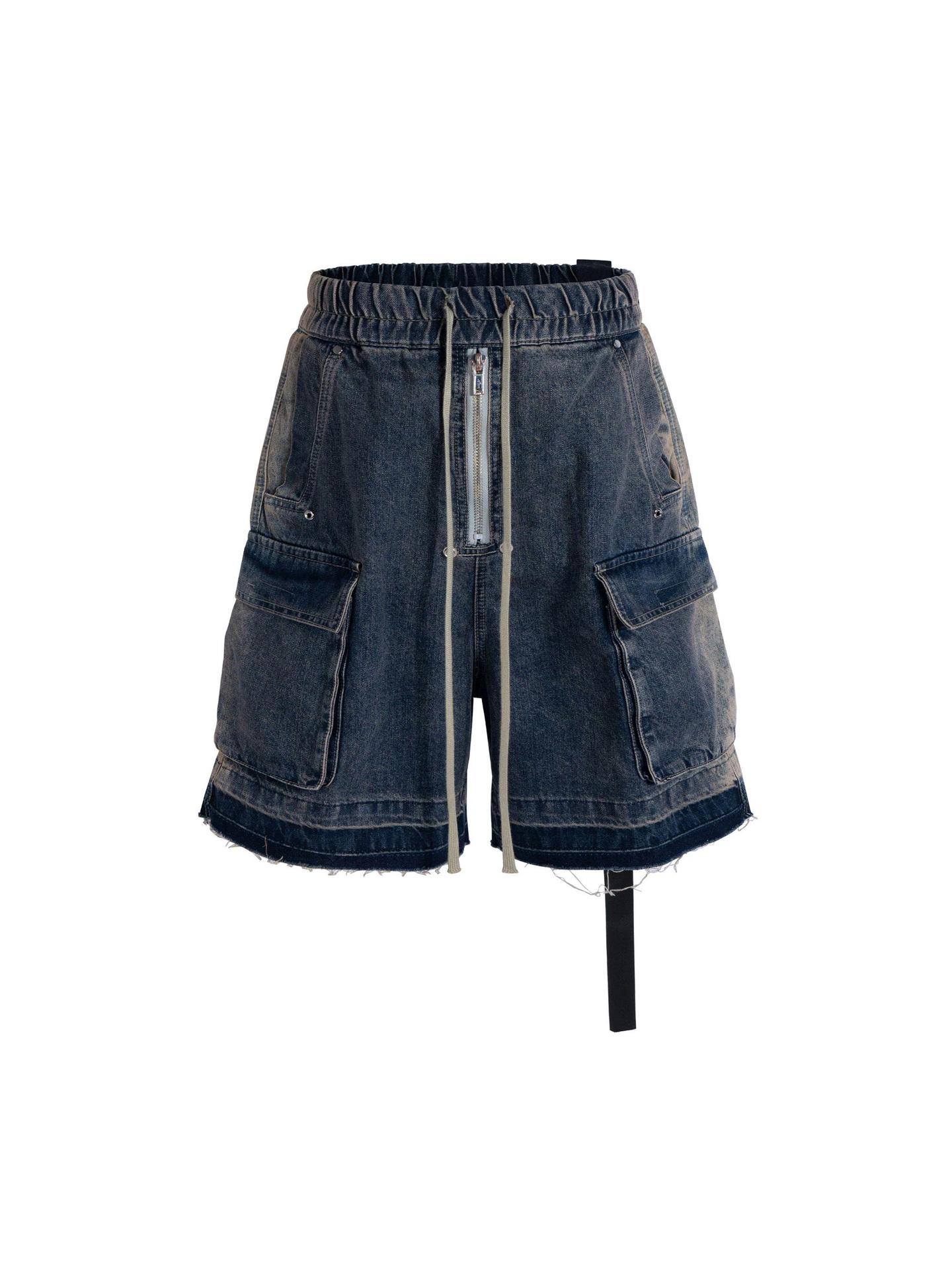 Men's Clothing Straight Pants Men's Trendy All Match Loose Workwear Wide Leg Casual Five Point Denim Shorts_mkmklike.com