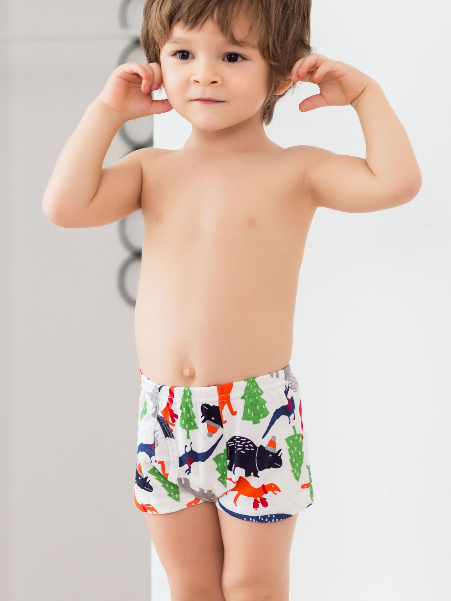 European and American Children's Underwear Pure Cotton Ribbed Boy Baby Cartoon Dinosaur Little Boy Cotton Foreign Trade Boxer Briefs Wholesale