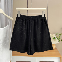 200斤胖妹妹夏季大码女装时尚休闲薄款烫钻短裤显瘦百搭热裤3779