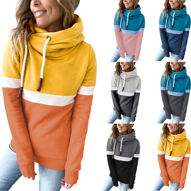 2024 nuevo comercio exterior transfronterizo superior de la mujer Amazon estación independiente europea casual color a juego suéter con capucha de cuello alto para las mujeres