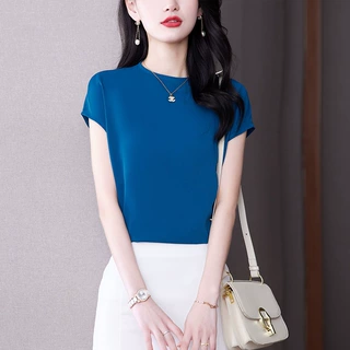 实拍名媛女装夏装时尚真丝上衣设计感小众法式复古桑蚕丝衬衫