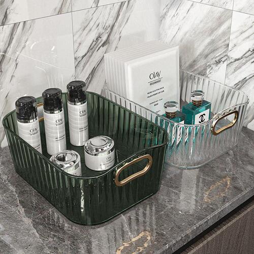 High-quality PET storage basket, transparent desktop, lightweight luxury cosmetic storage box, miscellaneous charger organizer