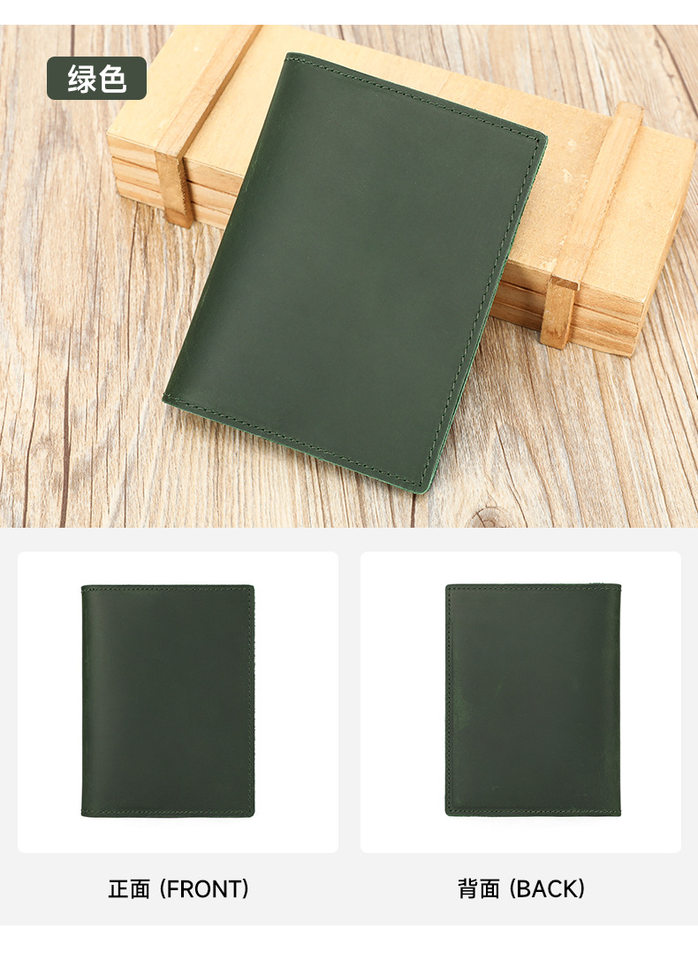 Ví đựng hộ chiếu đa năng bằng da bò thật cho nam, túi đựng thẻ và tiền xu thủ công — Màu nâu sẫm, màu đen, màu xanh lá cây chi tiết 17