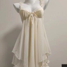 木耳边性感睡衣女春秋款2025新款套装冬季带胸垫大码法式吊带睡裙