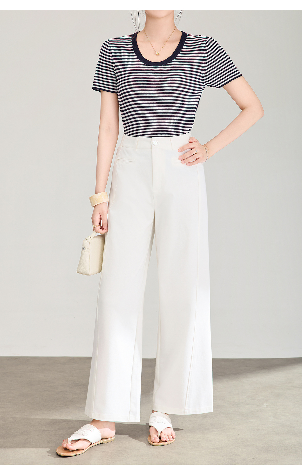 Quần culottes nữ ống rộng dáng lười, chất liệu tencel cotton mềm mại, cạp cao suông nhẹ — Xanh lông mòng đen chi tiết 20