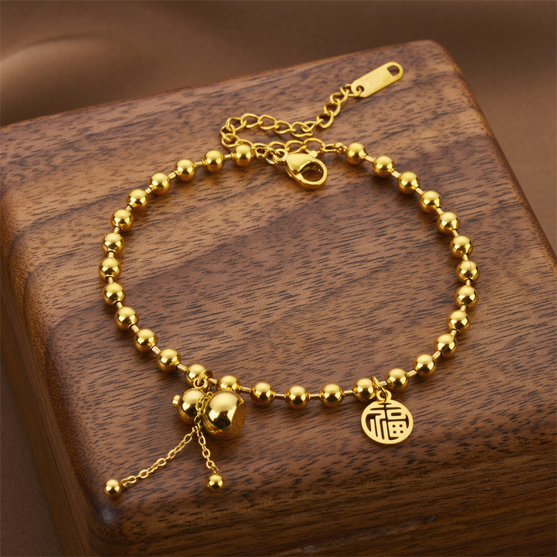 Joyas transfronterizas europeas y americanas Pulsera de acero de titanio de todo fósforo Versión coreana del temperamento bohemio Pulsera de acero de titanio que no se desvanece Joyería femenina