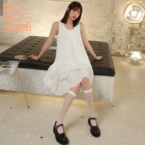 Bonas calf socks for women summer thin black jk socks for women breathable pressure lace calf socks wholesale