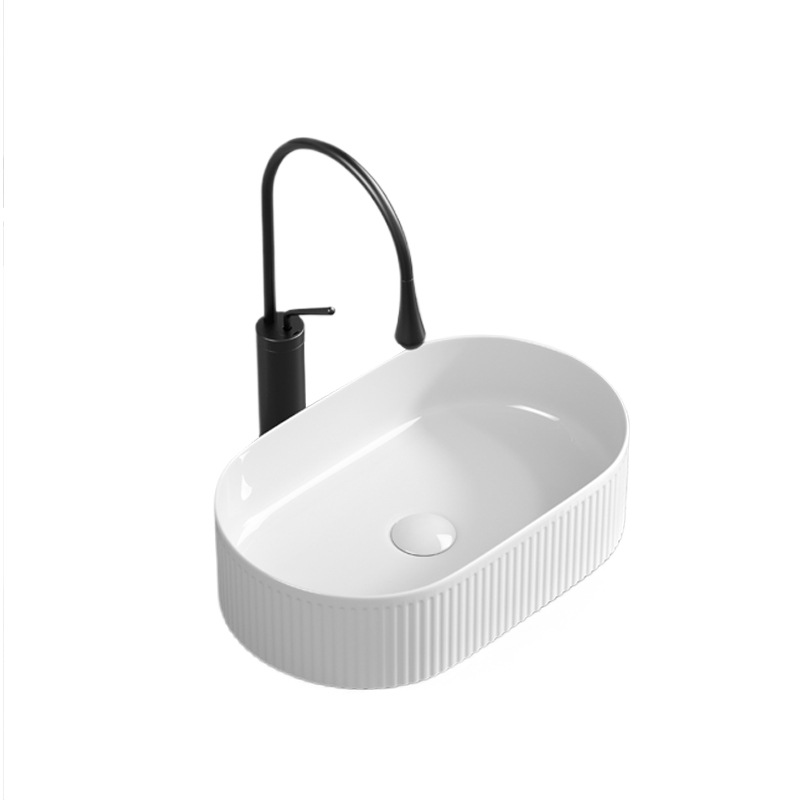 Art de cerámica en la mesa de lavabo de baño simple de borde delgado lavabo de cerámica de una sola casa lavabo de mano