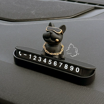 Temporary Parking Phone Number Nömrəli dayanma kartı - black-french-bulldog-mirror-stop-sign
