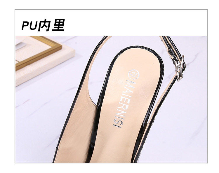 Dép sandal nữ cao gót mũi cá tính gót mảnh 16 cm phong cách Âu Mỹ — Màu đen, Màu đỏ, Đỏ đào chi tiết 6