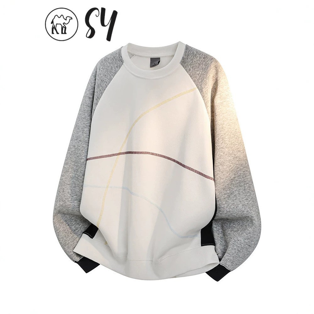 Hassu Line Women's Sweatshirt 2026 New Autumn Style for Petite Women, Casual Loose Fit, Korean Style, Round Neck, Drop Shoulder, Hoodless Top