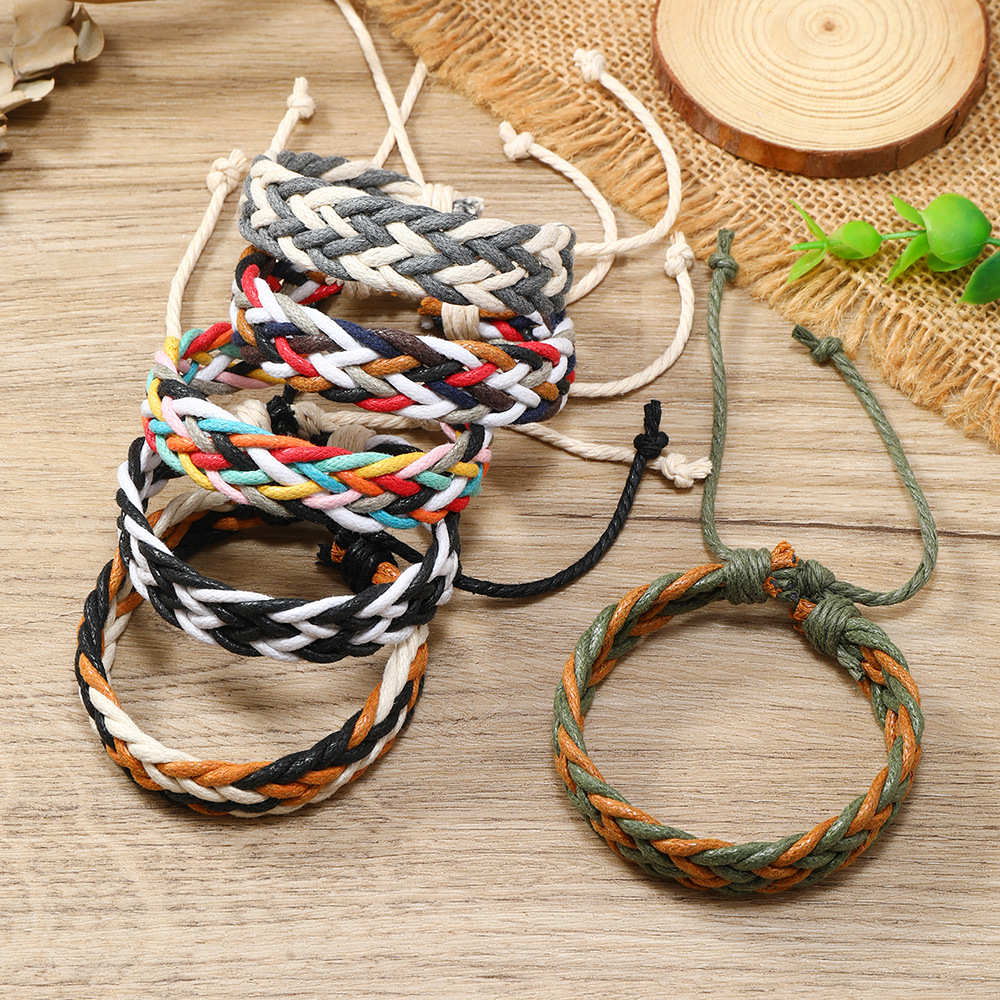 10g Weight Drawstring Bracelets Classification Leather Rope Chain Material 1 Piece Quantity Daily Occasion cotton and linen Material Rhombus Pattern Men's Gender Handmade Design Retro Style Retro Rhombus Cotton And Linen Handmade Men's Drawstring Bracelets Men Cord & Leather Bracelets 9