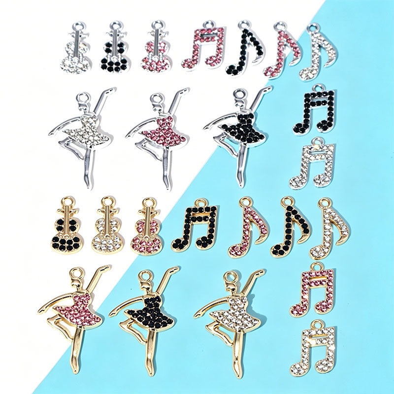 New Alloy Diamond-Encrusted Ballerina Note Pendant DIY Bracelet Necklace Keychain Jewelry Accessories W784 New Alloy Diamond-Encrusted Ballerina Note Pendant DIY Bracelet Necklace Keychain Jewelry Accessories W784