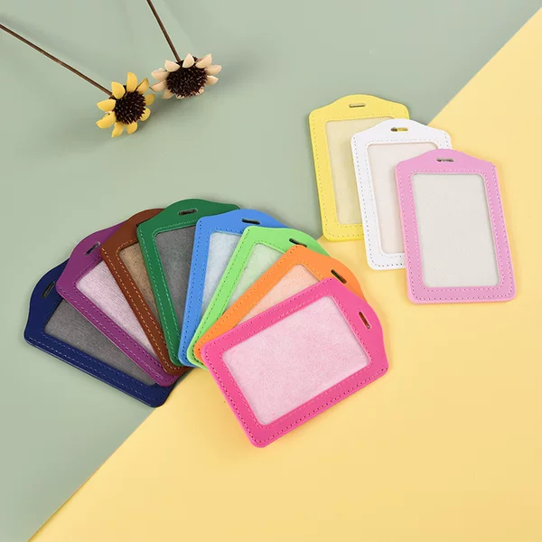 New Vertical Style Pu Imitation Leather Id Card Holder 80% off Card Holder Wholesale Custom Logo Work Badge Name Bank Card Holder
