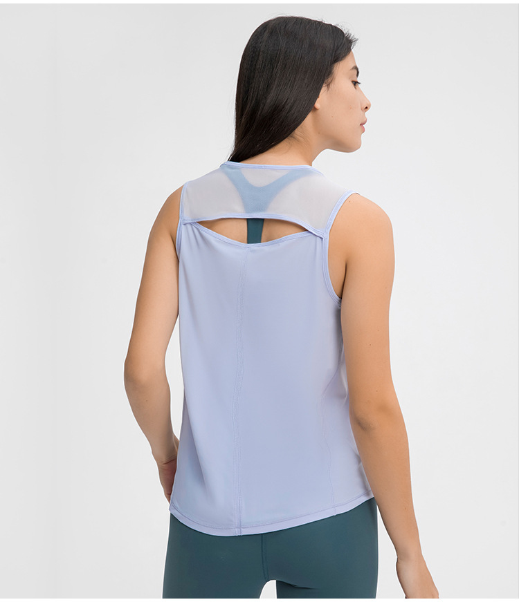 solid color back hollow sleeveless yoga top NSDQF127367