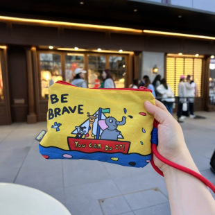 NDHT Double Thickened Handbag Fashion Handbag Illustrator Design Coin Purse Mobile Phone Bag Shopping