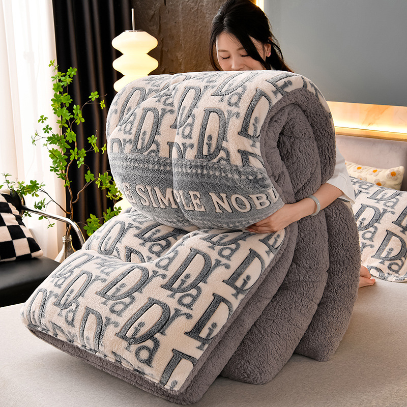 被子冬被加厚保暖羊羔绒被褥法兰绒被芯毛毯双面绒棉被雪花绒代发