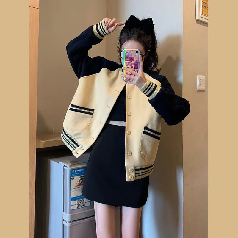 美式复古ins棒球服女2025秋季新款学院风小众洋气夹克上衣短外套|undefined