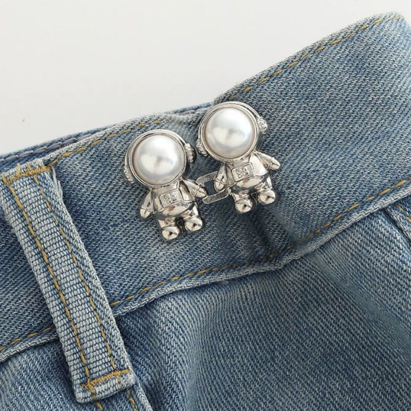 Nail-Free Removable Waist Buckle Pair, Flat-Bottom Seamless Buttons for Pants & Skirts, Assorted Designs