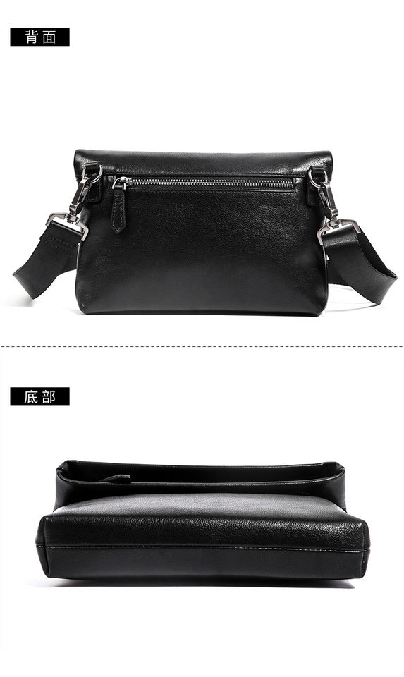 Túi đeo chéo nam da bò thật Malute mềm mại, kiêm túi clutch cầm tay, chống thấm nước — Màu đen chi tiết 25