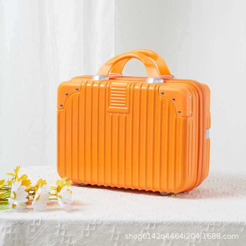 Handheld cosmetic storage box 14-inch suitcase, partitioned interior and portable handle