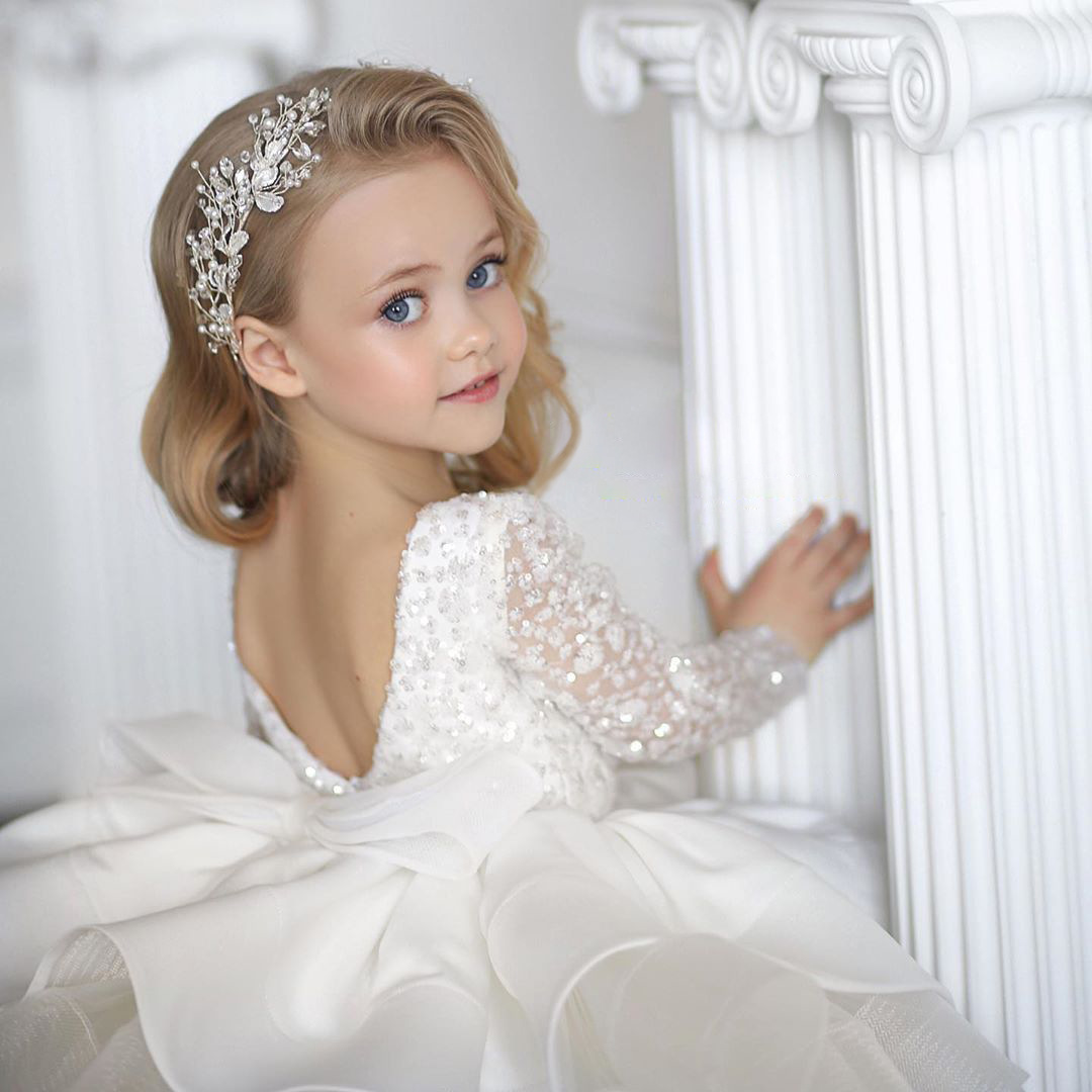 Princesse Couleur Unie Paillettes Coton Filles Robes display picture 3