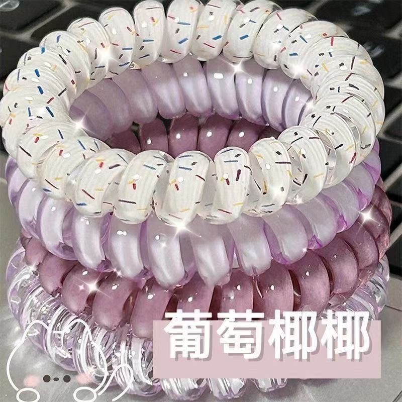 Arco iris gradiente cuerda de cabeza sin marcas no lesiones línea telefónica bucle de cabello verano fresco versátil de uva ondulado punto cuerda de cabello image 8