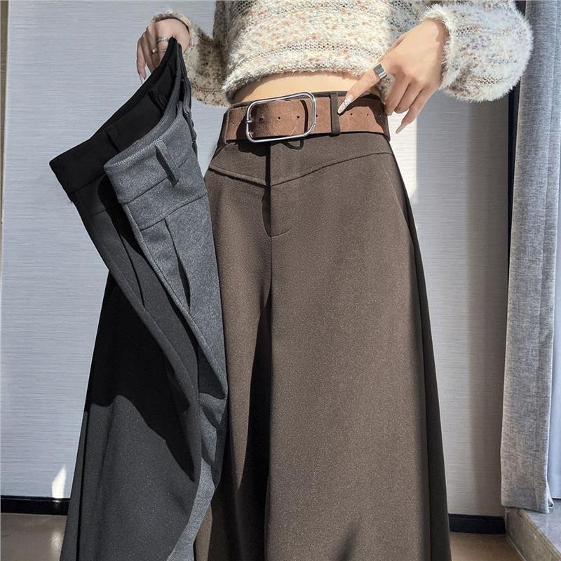 (送腰带)2025高级感毛呢西装裤直筒女冬季加厚高腰显瘦垂感休闲裤