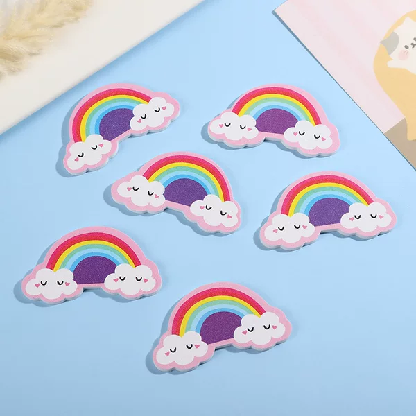 Cute Rainbow Shaped Nail File Printing Cartoon Shape Children's Toy Matching Rubbing Strip Polishing Mini Sand Strip