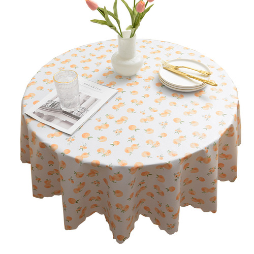 pvc tablecloth waterproof and oil-proof wash-free ins style internet celebrity desktop dining table cloth round round table mat fresh pastoral