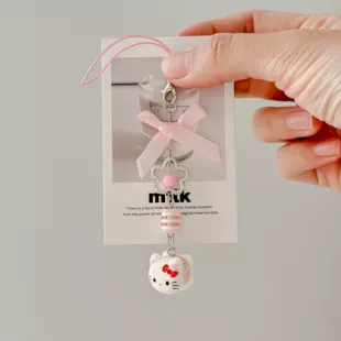 Брелок для сумки и телефона (Hello Kitty) с бантом, ремешок, 13×2,5×1 см, 6 г