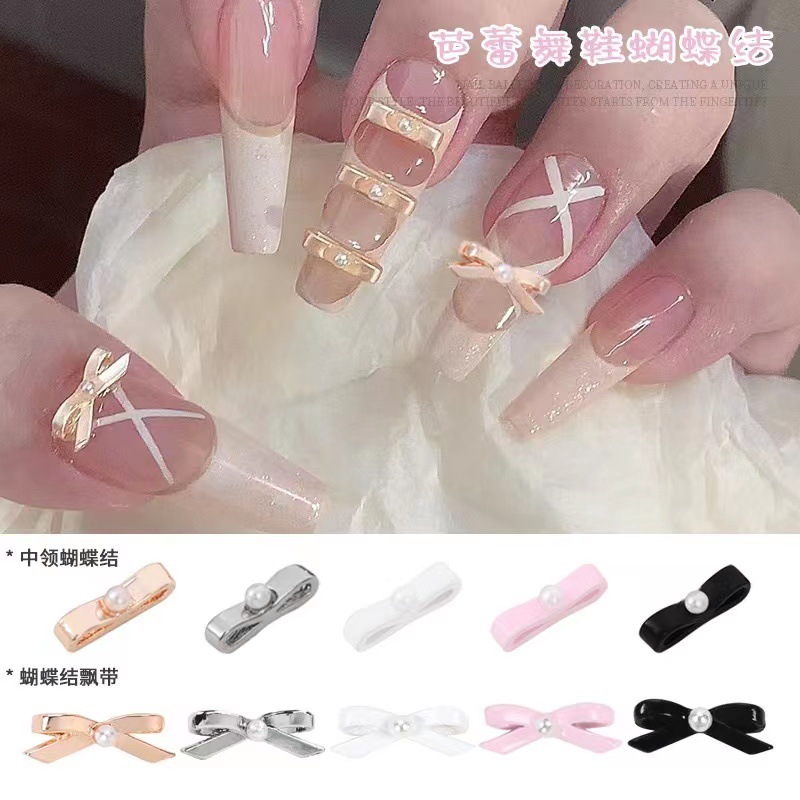 Pequeño libro rojo explosión zapatos de ballet arco flotante joyería de manicura corbata tridimensional 10 paquetes de aleación