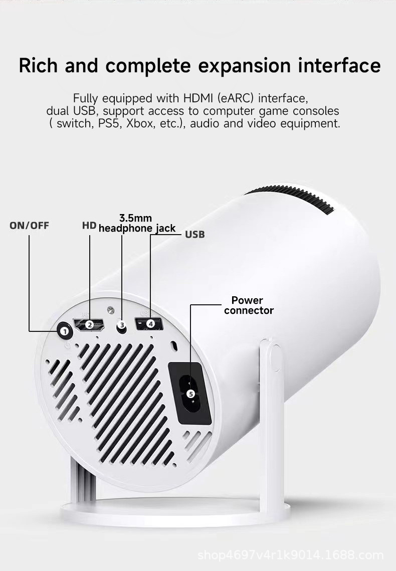 cross-border hot barrel ptz projector android same screen hd portable home fans outdoor mobile phone home theater undefined