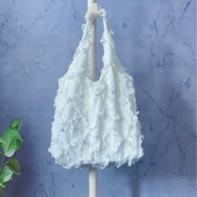 扎染白坯米白色流苏帆布包学生上课女包背心包大容量文艺帆布包